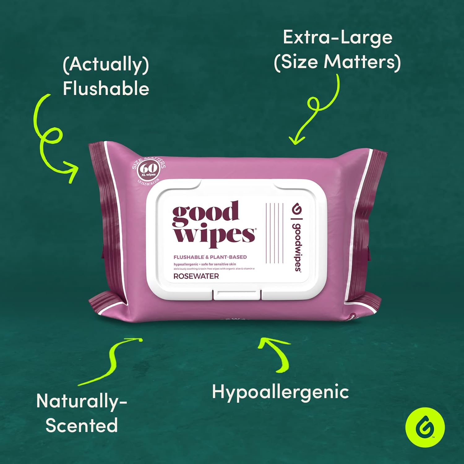 Goodwipes Flushable Wipes – Made with Vitamin E & Aloe – Soft, Individually Wrapped Butt & Feminine