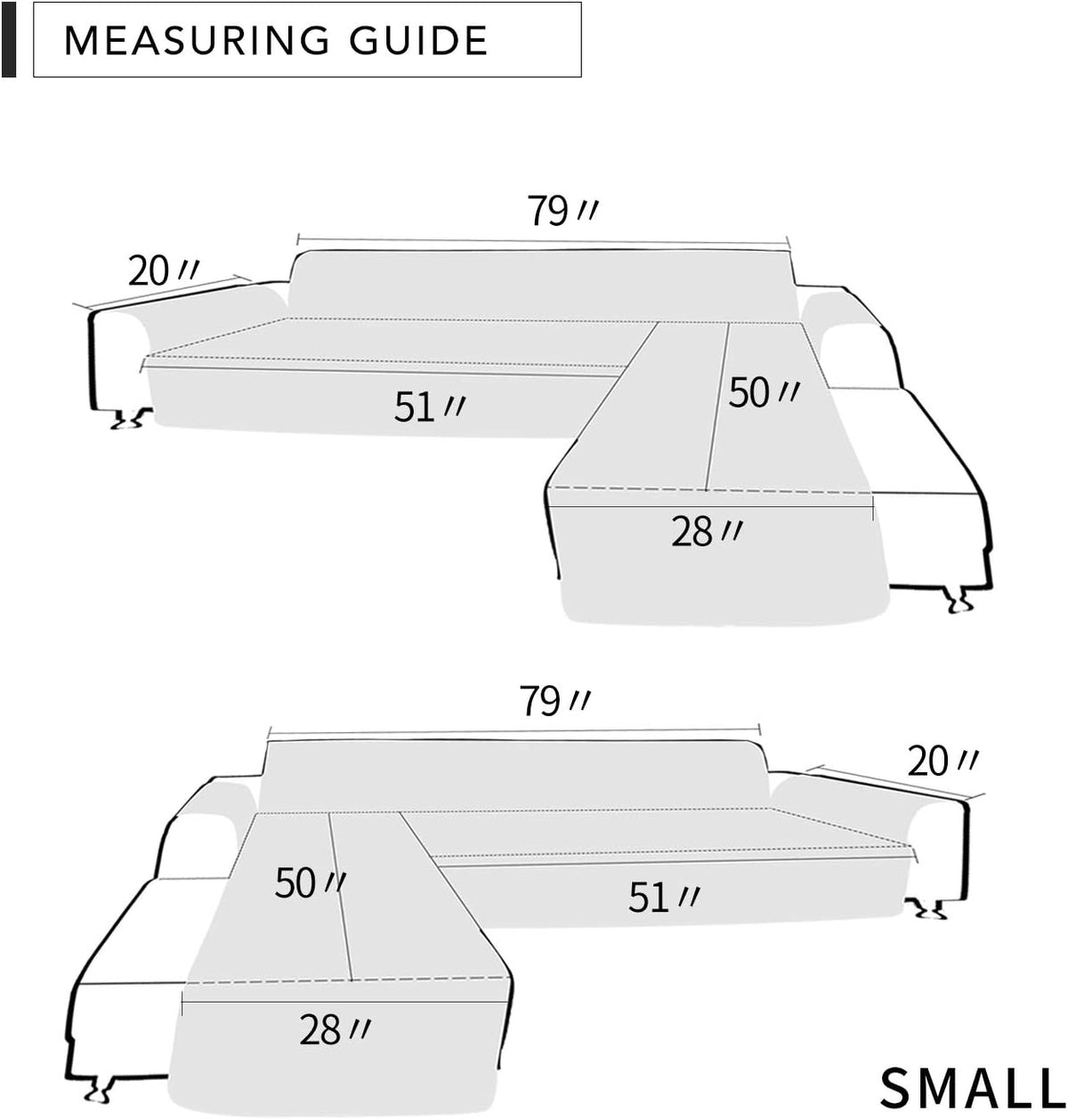 Easy-Going L Shape Sofa Slipcover - Reversible Sectional Couch Cover - Chaise Lounge Cover