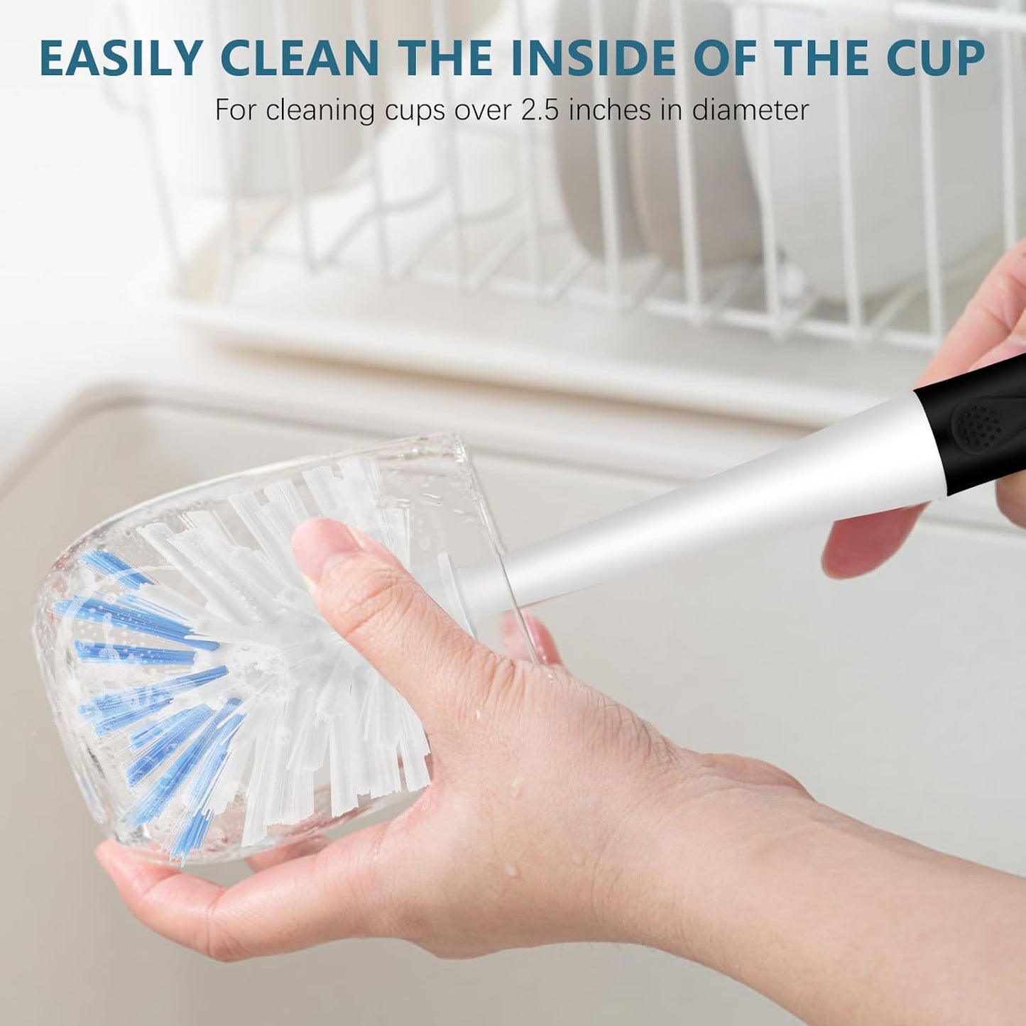 SetSail Dish Brush Set of 3 with Bottle Brush, Dish Scrub Brush with Long Handle Deep Cleaning