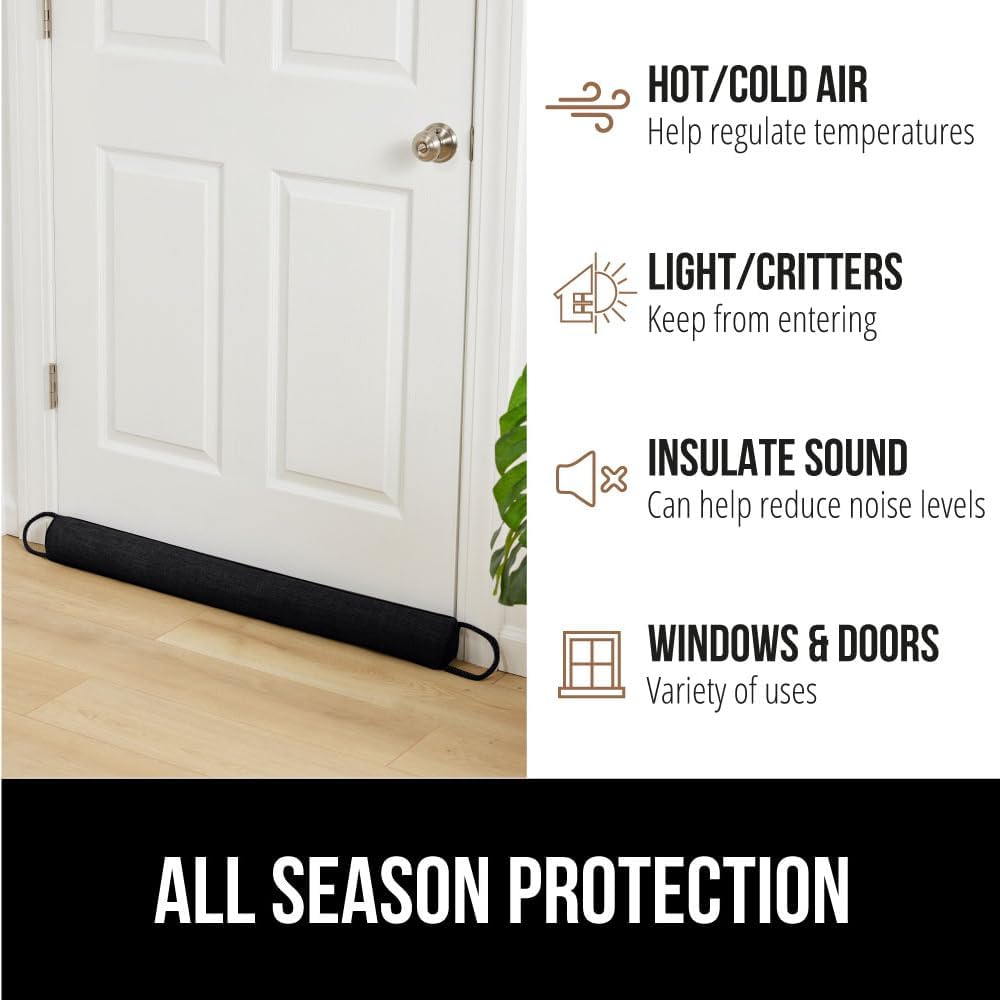 GORILLA GRIP Door Draft Stopper for Bottom of Doors, Weather Stripping Seal Blocks Hot Air, Noise