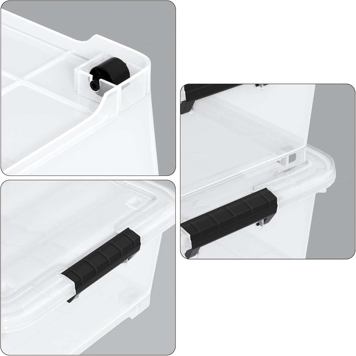 25 Quart Clear Under Bed Storage Container with Wheels, 4 Packs Stackable Plastic Underbed Bin with