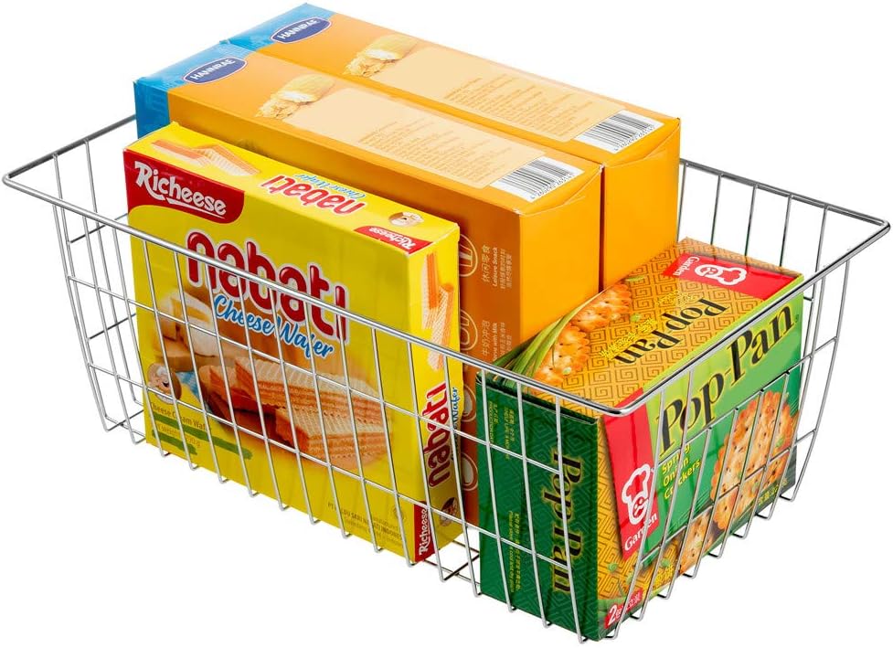 SANNO Freezer Baskets Wire Storage Baskets Closet Organization Baskets Bin Farmhouse Storage Bins