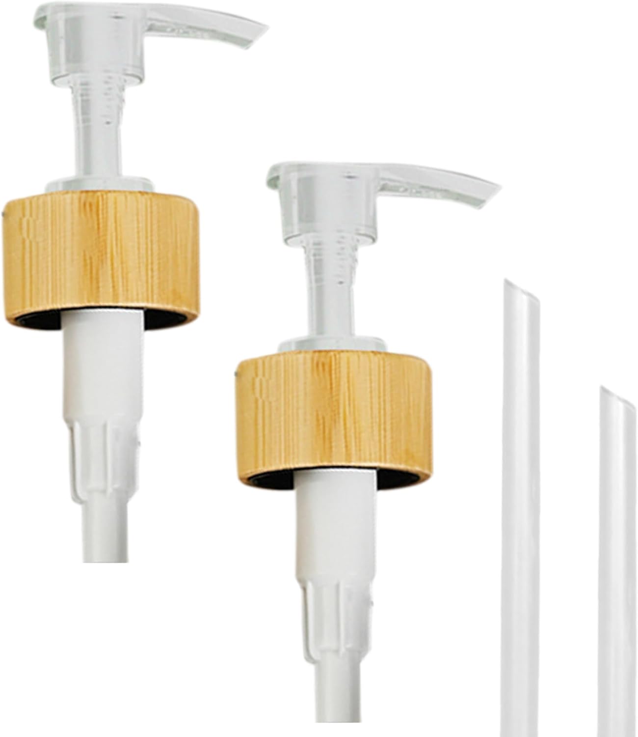 MaisoNovo Soap Pump Replacement - 2X White Bamboo Pumps - Pump Dispenser - Soap Dispenser Pump