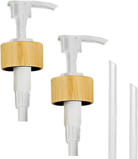 MaisoNovo Soap Pump Replacement - 2X White Bamboo Pumps - Pump Dispenser - Soap Dispenser Pump