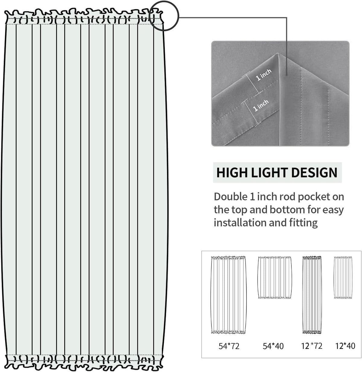 DWCN French Door Curtains – Rod Pocket Thermal Blackout Curtain for Doors with Glass Window