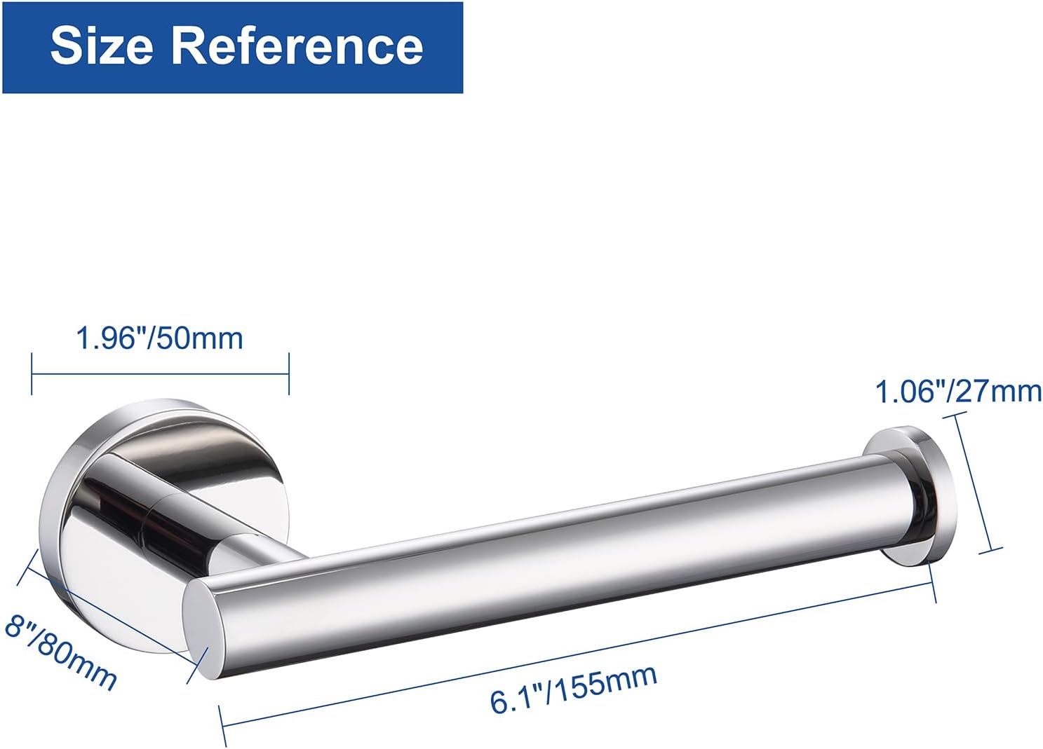 TASTOS Polished Chrome Toilet Paper Holder SUS304 Stainless Steel, Modern Round Tissue Roll Holders