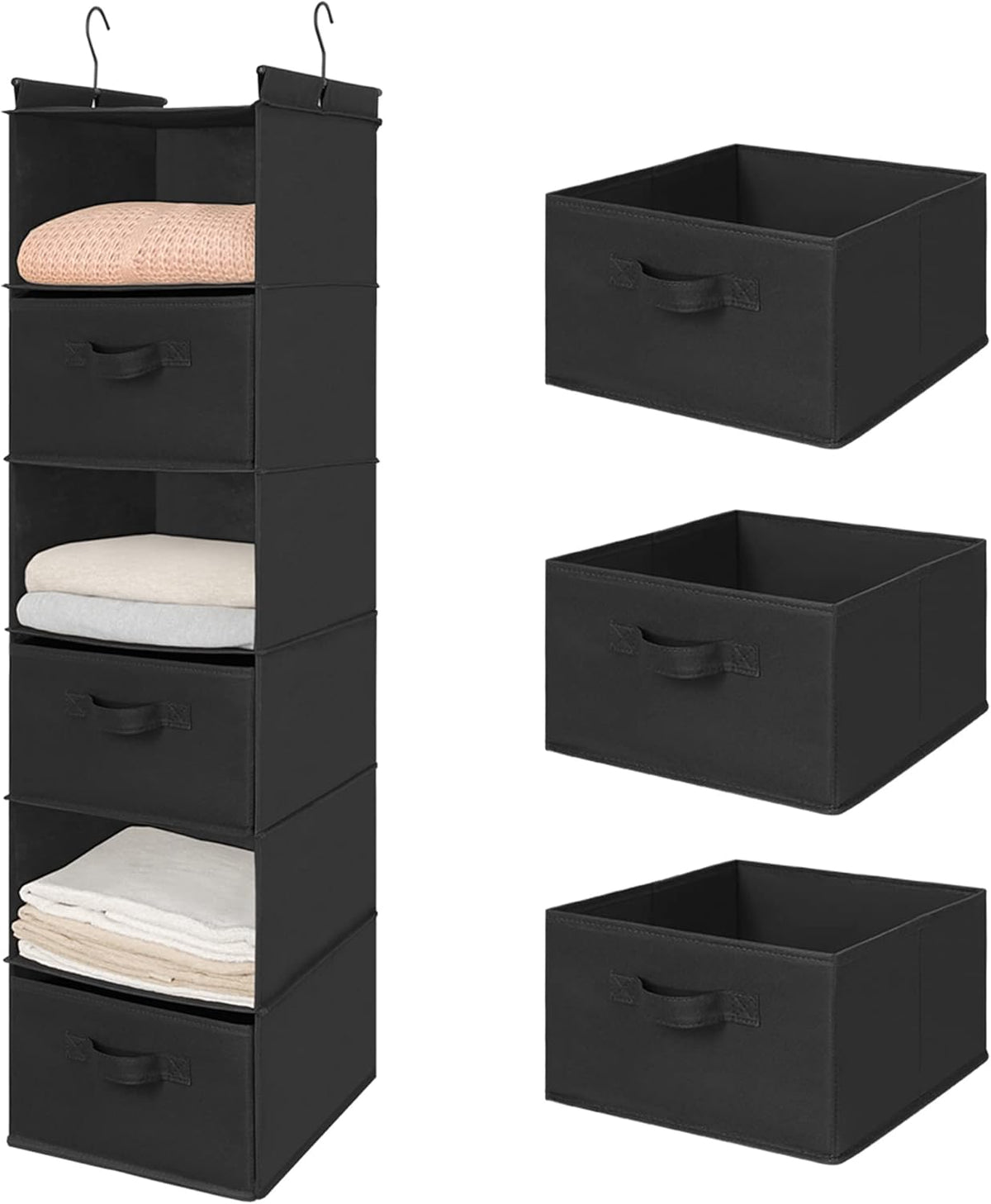 MAX Houser 6 Tier Shelf Hanging Closet Organizer, Closet Hanging Shelf with 2 Sturdy Hooks for