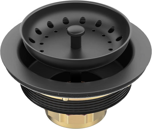 BOTEMY Stainless Steel Black Sink Drain Strainer Kit 3-1/2 inch Kitchen Drain Assembly with Metal