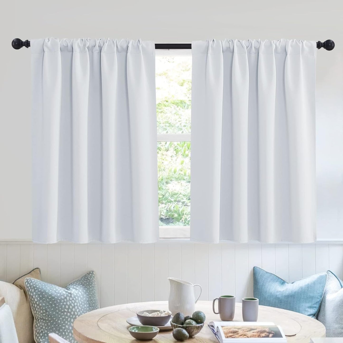 RYB HOME Curtains for Bedroom 63 inches Long, Blackout Thermal Insulating Window Treatment Drapes