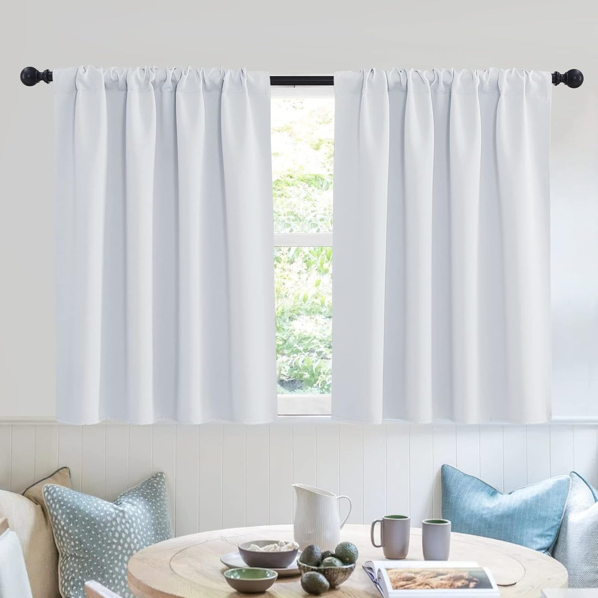 RYB HOME Curtains for Bedroom 63 inches Long, Blackout Thermal Insulating Window Treatment Drapes