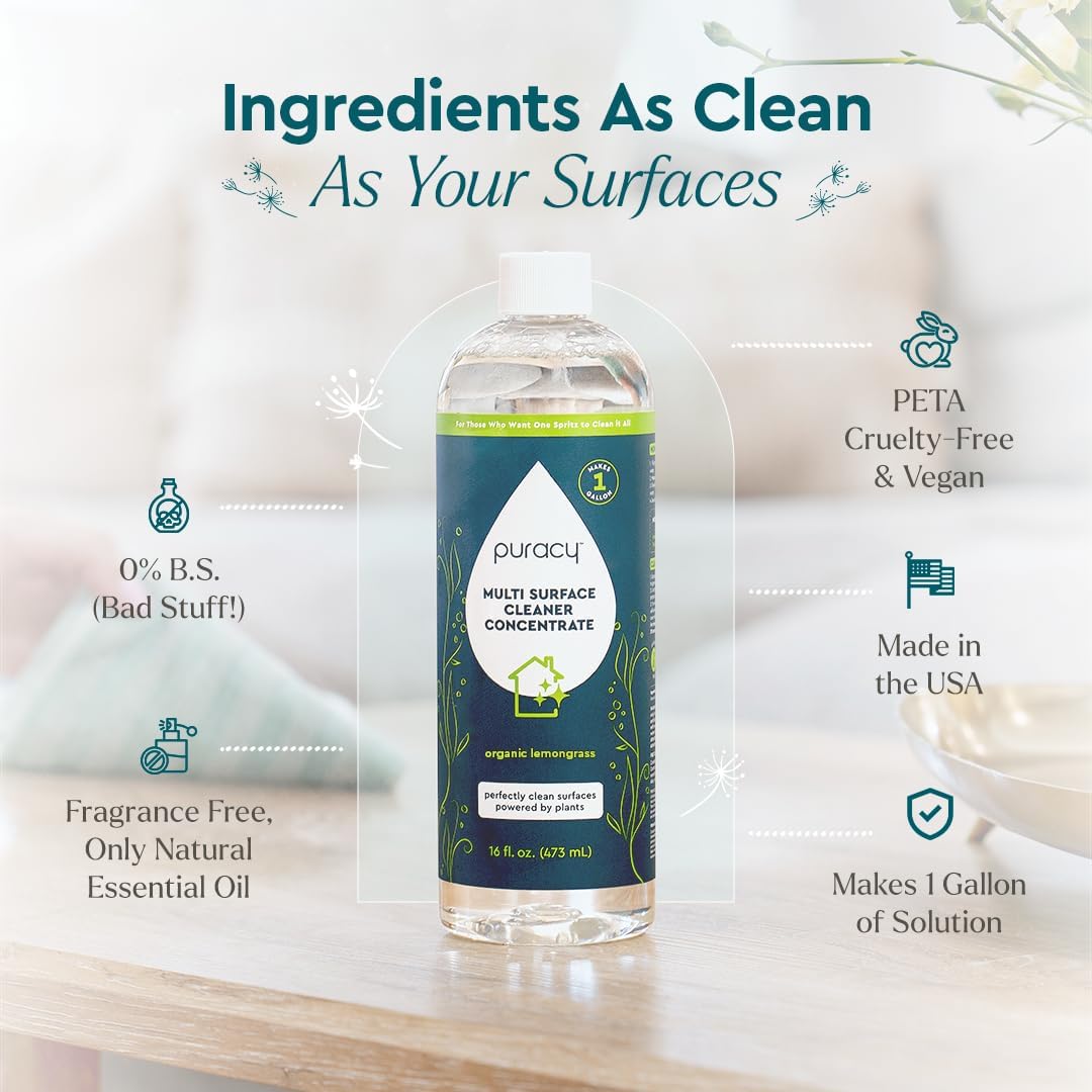 Puracy Multi-Surface Cleaner Concentrate - Plant-Powered Everyday Surface Cleaner - Natural All