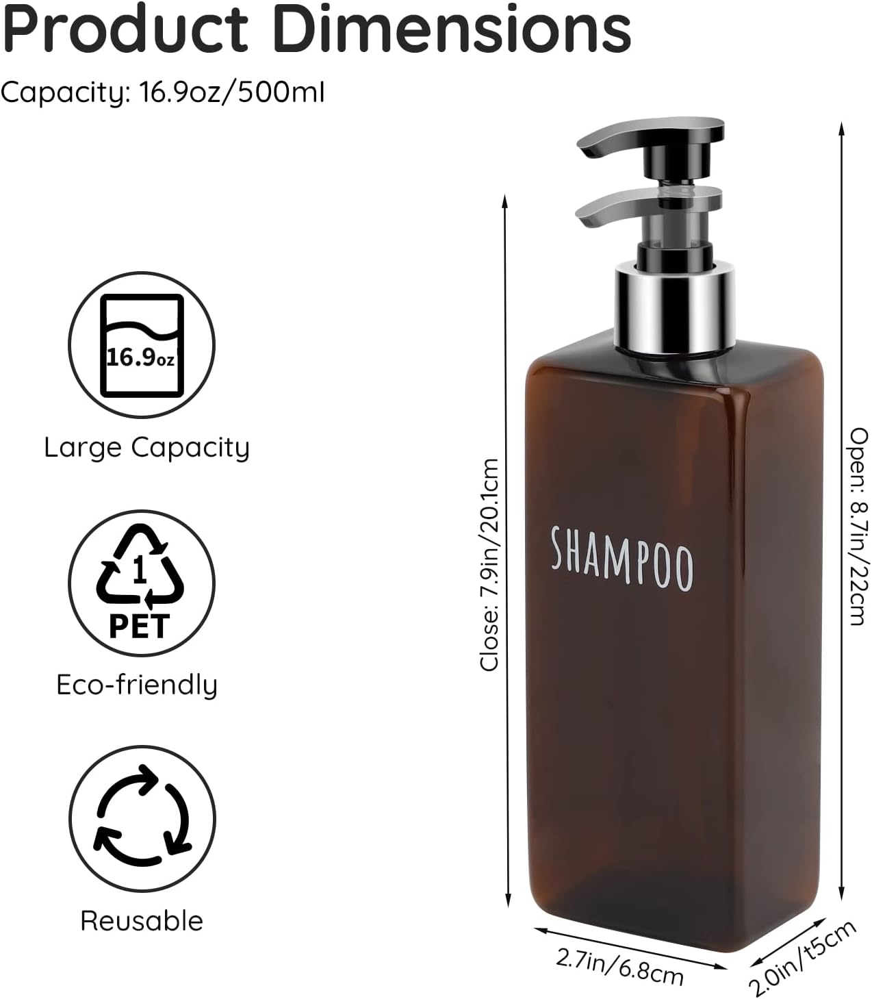 Segbeauty Shampoo and Conditioner Dispenser, 3 Packs 16.9oz Refillable Bathroom Soap Dispenser Set