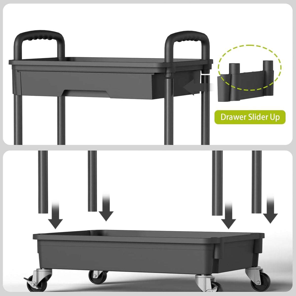 5 Tier Rolling Cart Organizer,Bathroom Cart Organizers with Wheels Laundry Room Organization Mobile