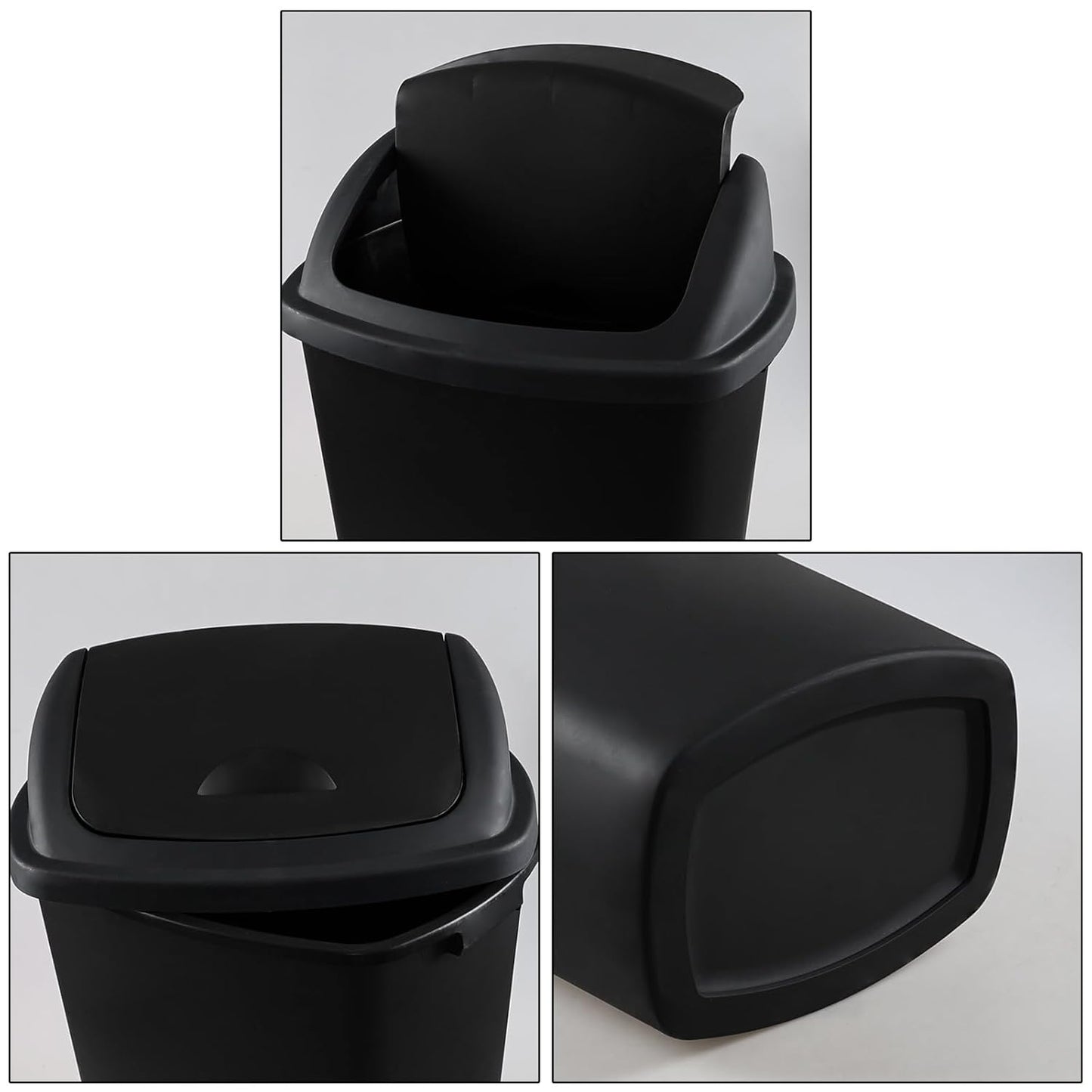 18 Gallon Large Plastic Kitchen Trash Can with Swing Lid, 4 Pack Tall Kitchen Garbage Can with Lid