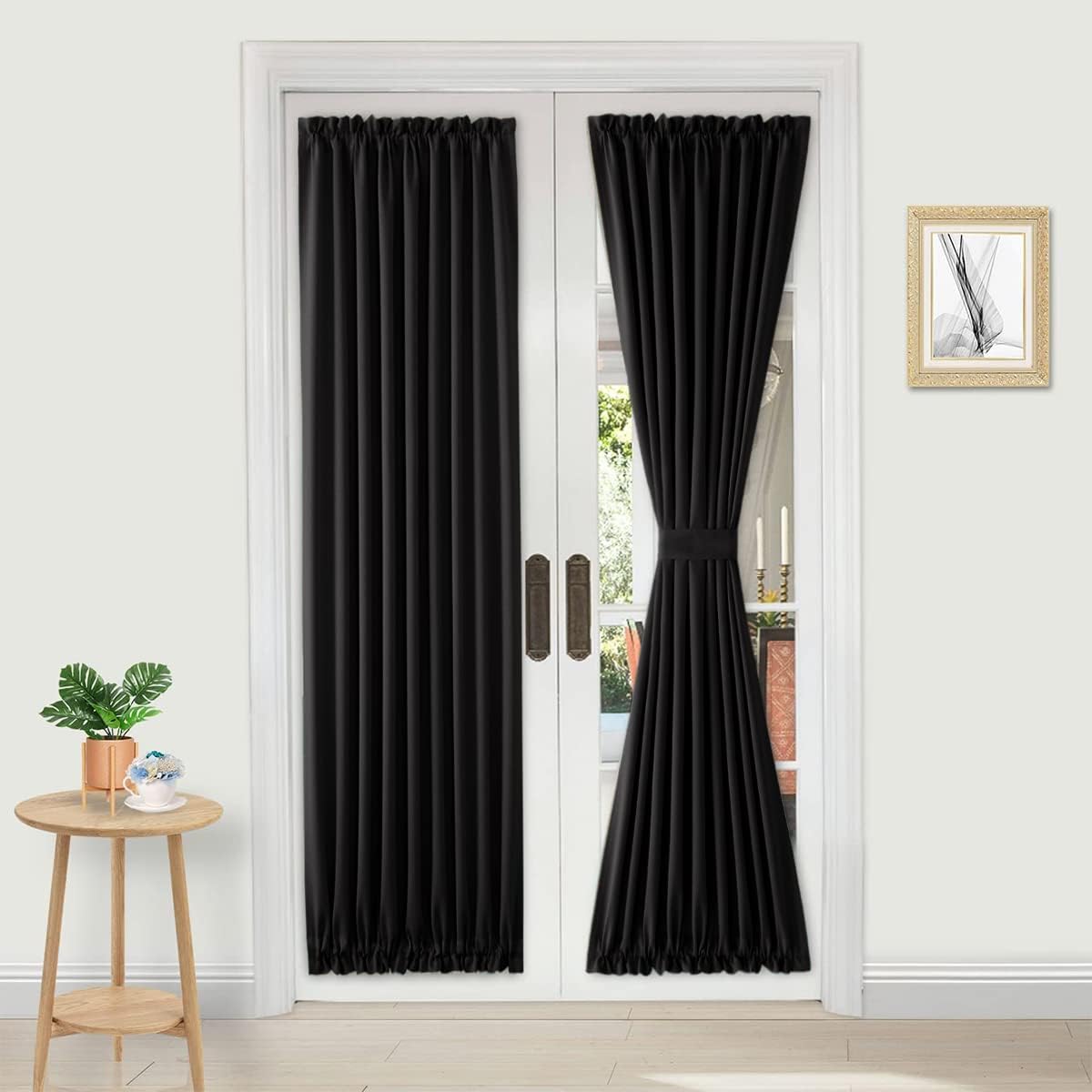DWCN French Door Curtains – Rod Pocket Thermal Blackout Curtain for Doors with Glass Window