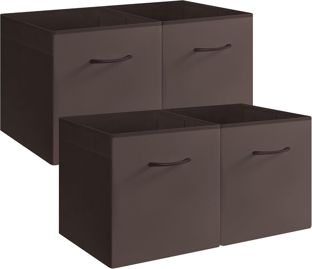 StorageWorks Brown Storage Cubes, 13x13 Storage Cube Bins with Handle, Cube Storage Organizer Bins