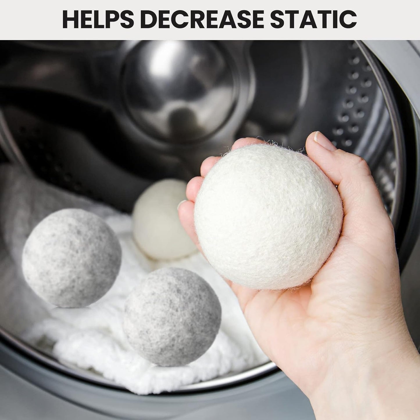 Roowest 56 Pieces Wool Dryer Balls Set 54 Reusable Wool Balls with 2 Muslin Bags Wool Laundry Balls