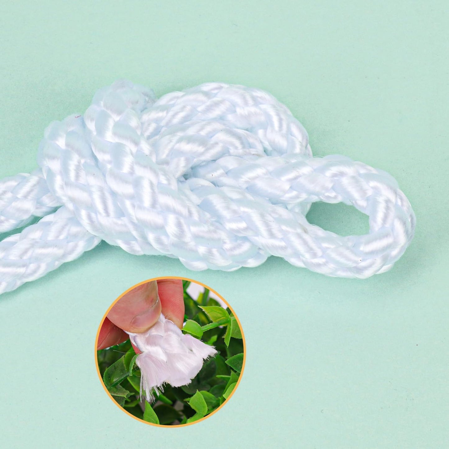 3/8 Inch White Polyester Rope - 250 White Low Stretch Polyester Rope for Hiking, Kayaking, Tarps