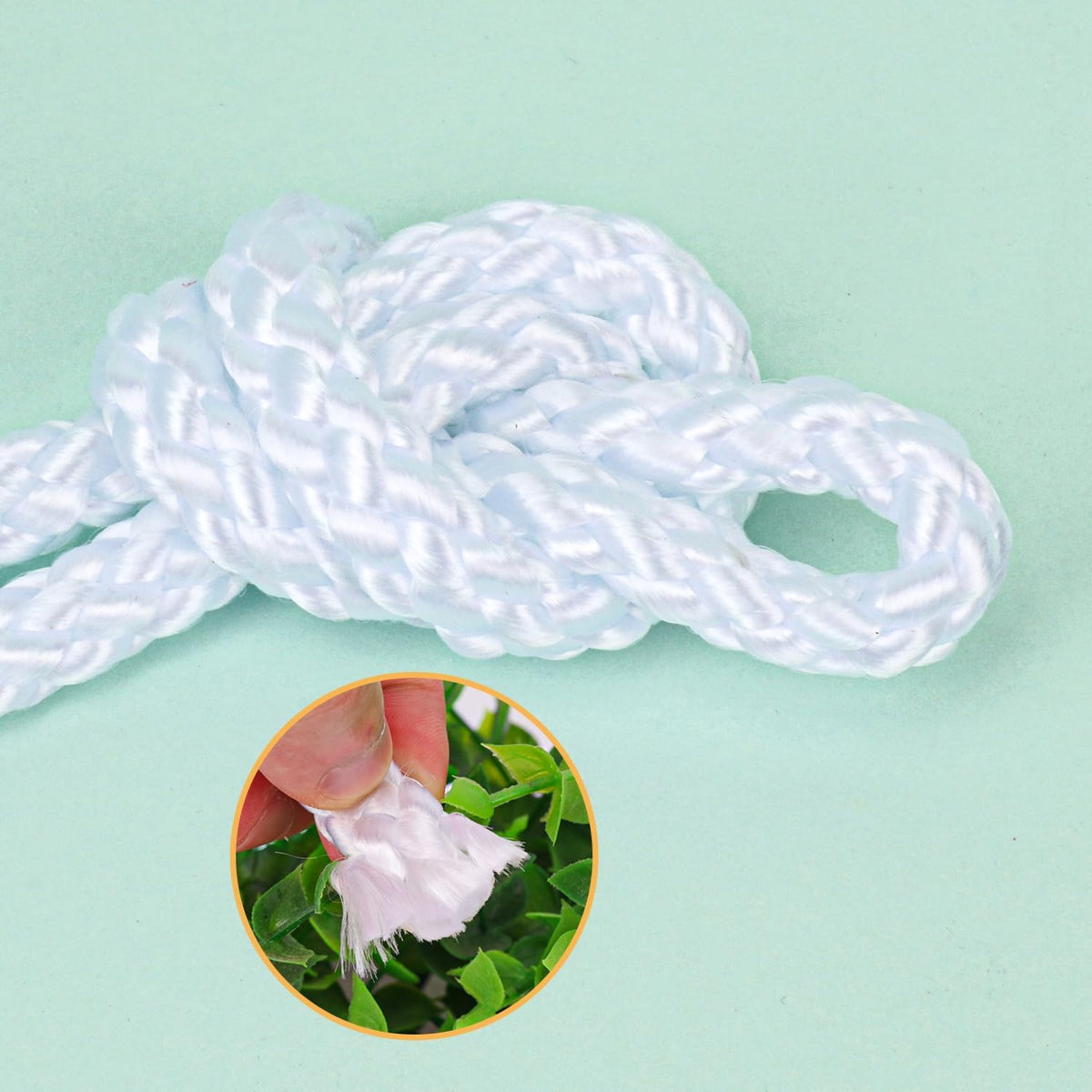 3/8 Inch White Polyester Rope - 250 White Low Stretch Polyester Rope for Hiking, Kayaking, Tarps