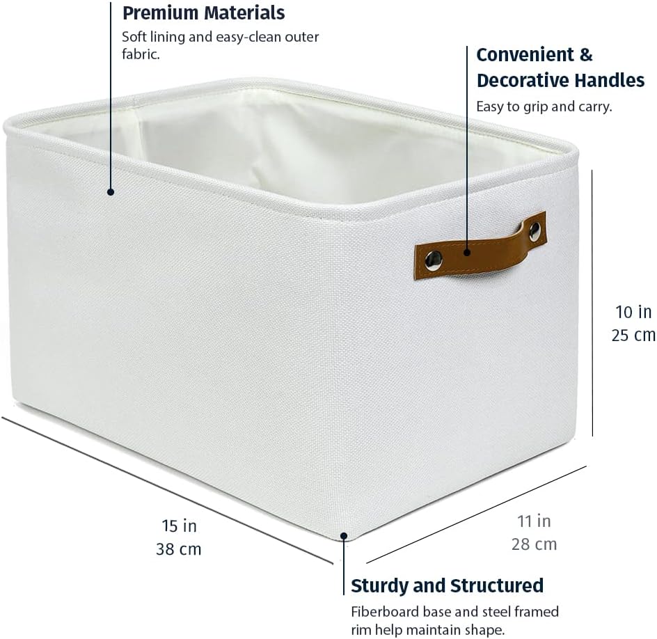 OrganiHaus Large Fabric Storage Baskets for Shelves 3 Pack, 15x11in Closet Storage Bins for