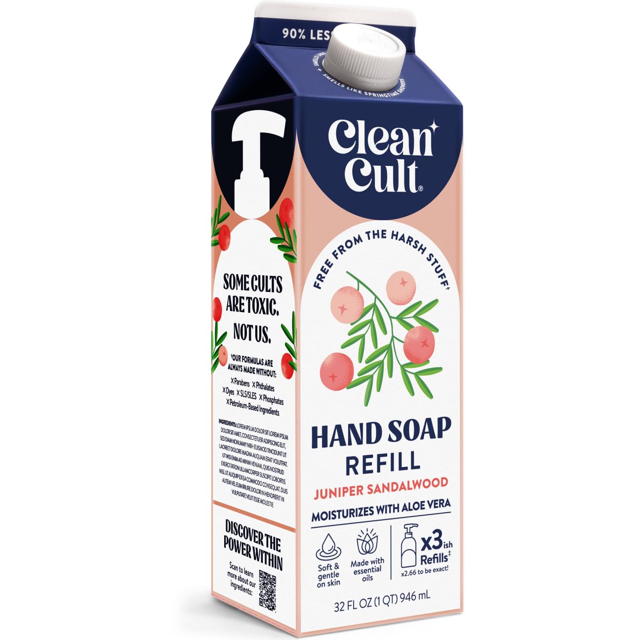Cleancult Liquid Hand Soap Refill - Juniper Sandalwood - Gentle On Sensitive Skin - Made with Aloe