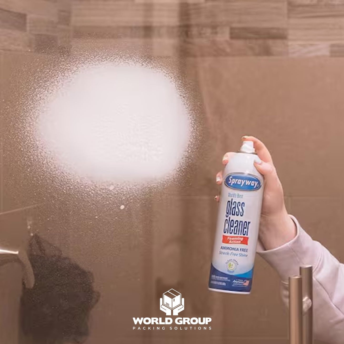 World Group Packing Solutions Glass Cleaner Foam, Foaming Action & Spray, 19oz - 2 Pack - Clean