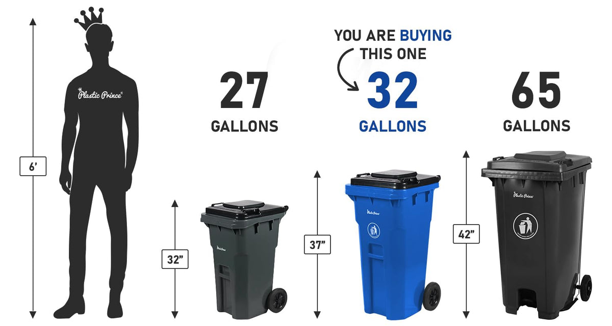 32 Gallon Trash Can Outdoor Recycling Bin with Lid and Wheels Heavy Duty Rolling Garbage Can with