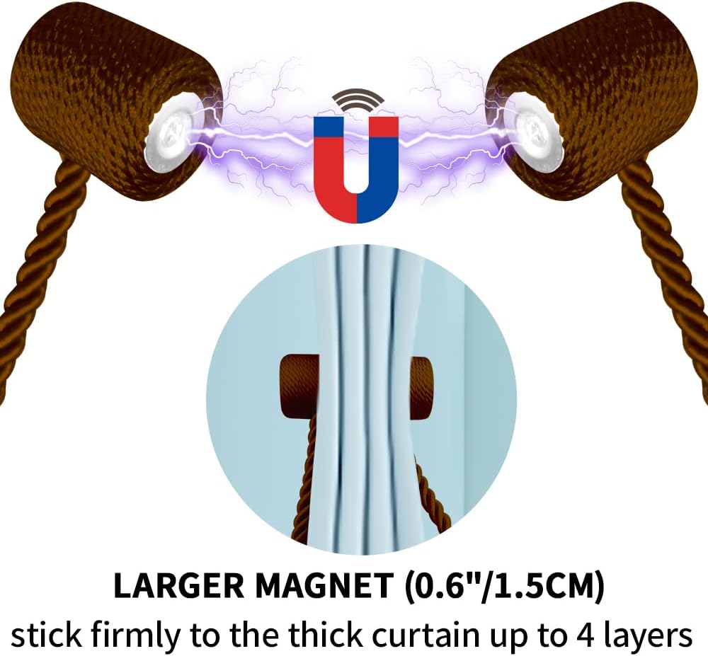 18 Inch Strong Magnetic Curtain Tiebacks, Curtain Holdbacks Modern Upgrade Strong 2021 New Twisted
