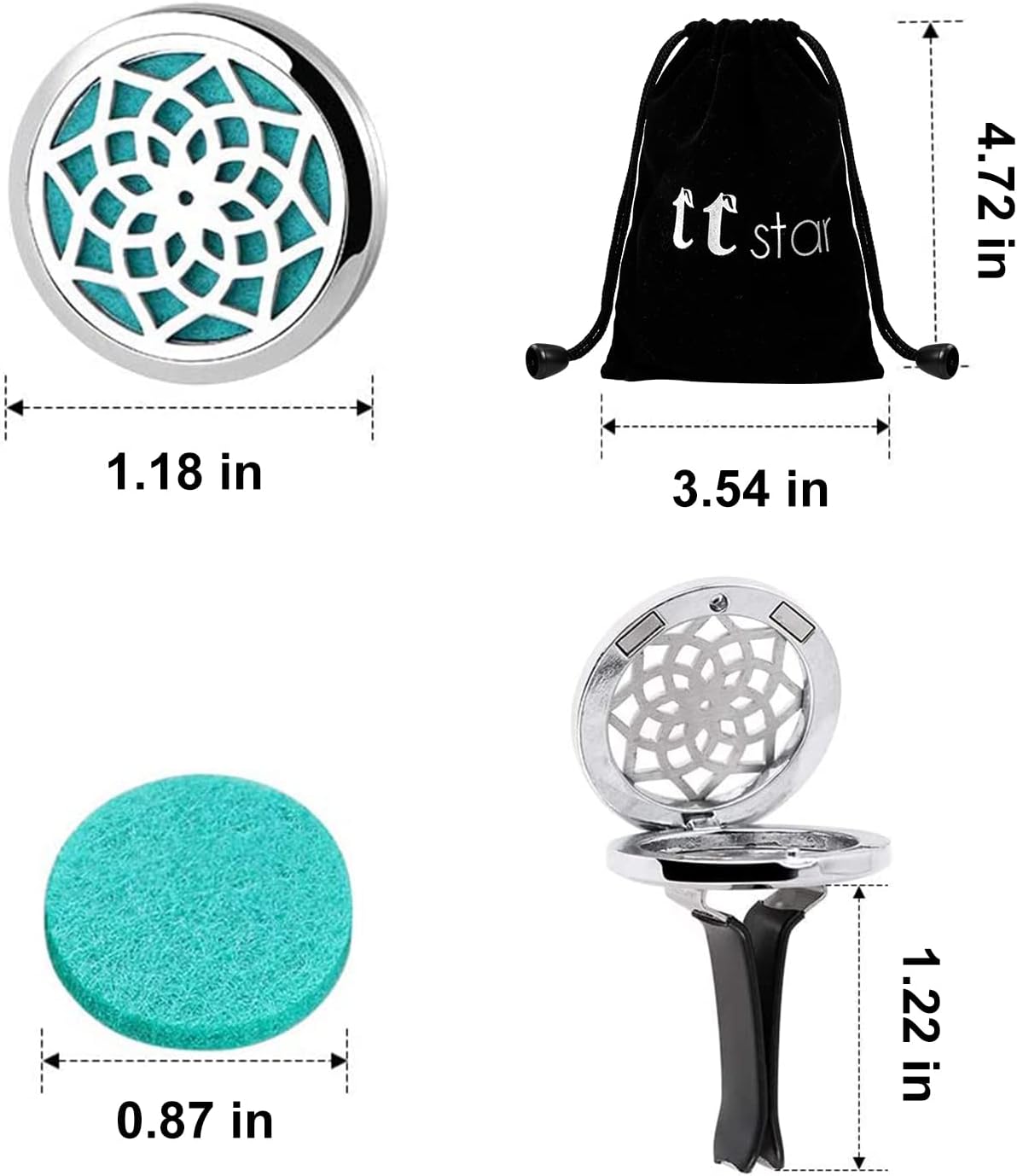 ttstar Car Diffuser Vent Clip - 30mm Aromatherapy Essential Oil Car Diffuser Vent Clips with 36