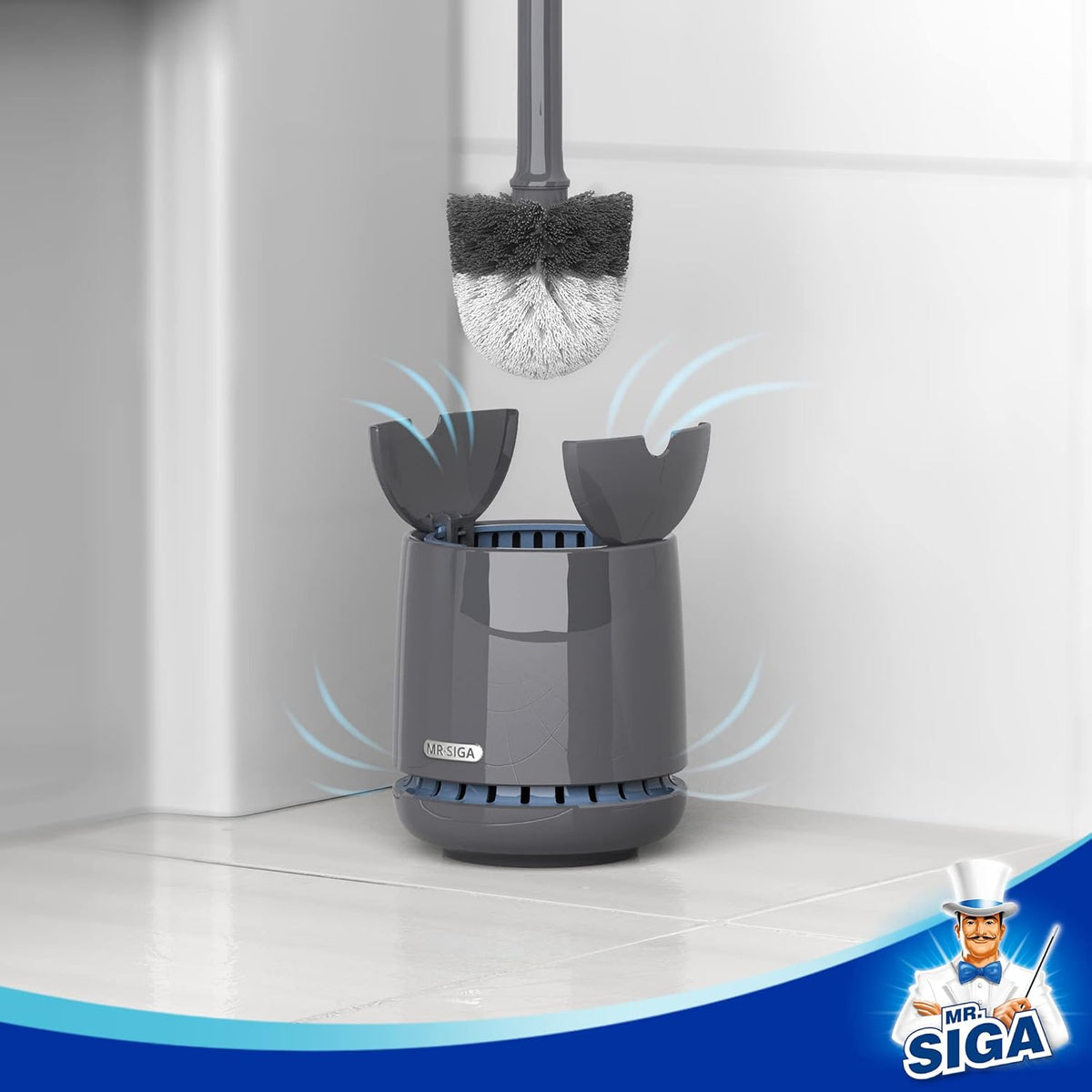 MR.SIGA Toilet Bowl Brush and Holder, Premium Quality, with Solid Handle and Durable Bristles for