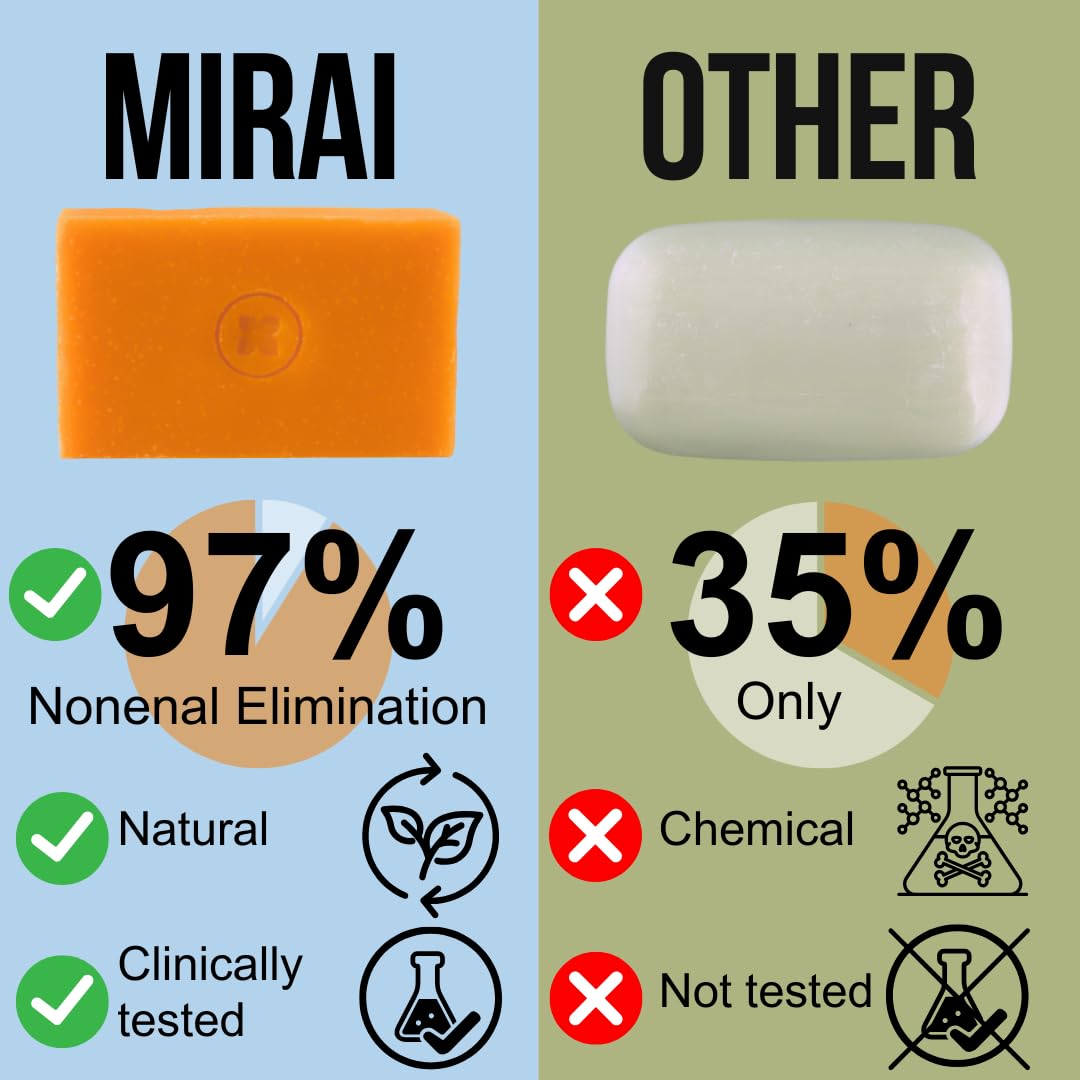 Mirai Clinical Persimmon Soap Bar for Body (100g) - Old People Smell and Nonenal Odor Control with