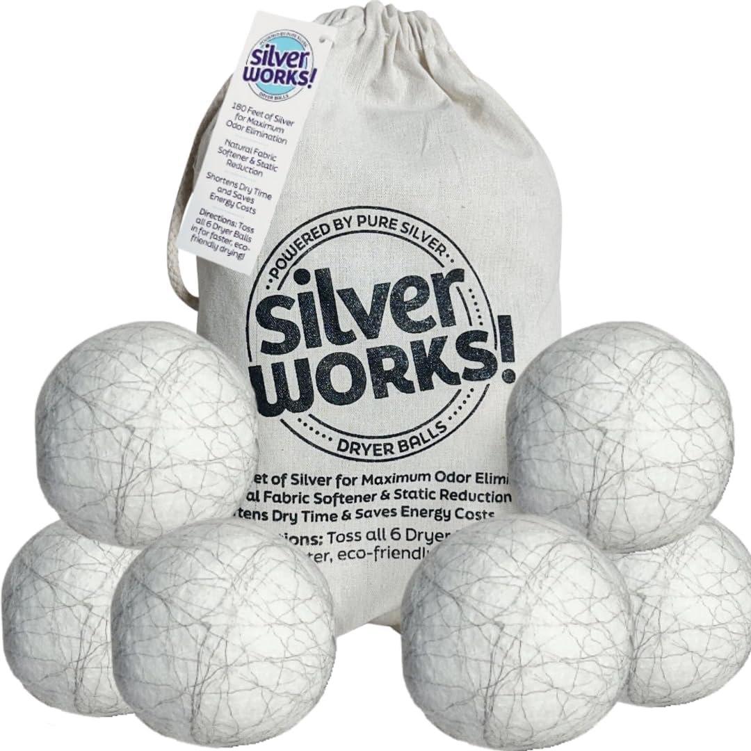 Wool Dryer Balls Laundry Reusable - Odor Eliminating Dryer Laundry Balls with Silver Technology