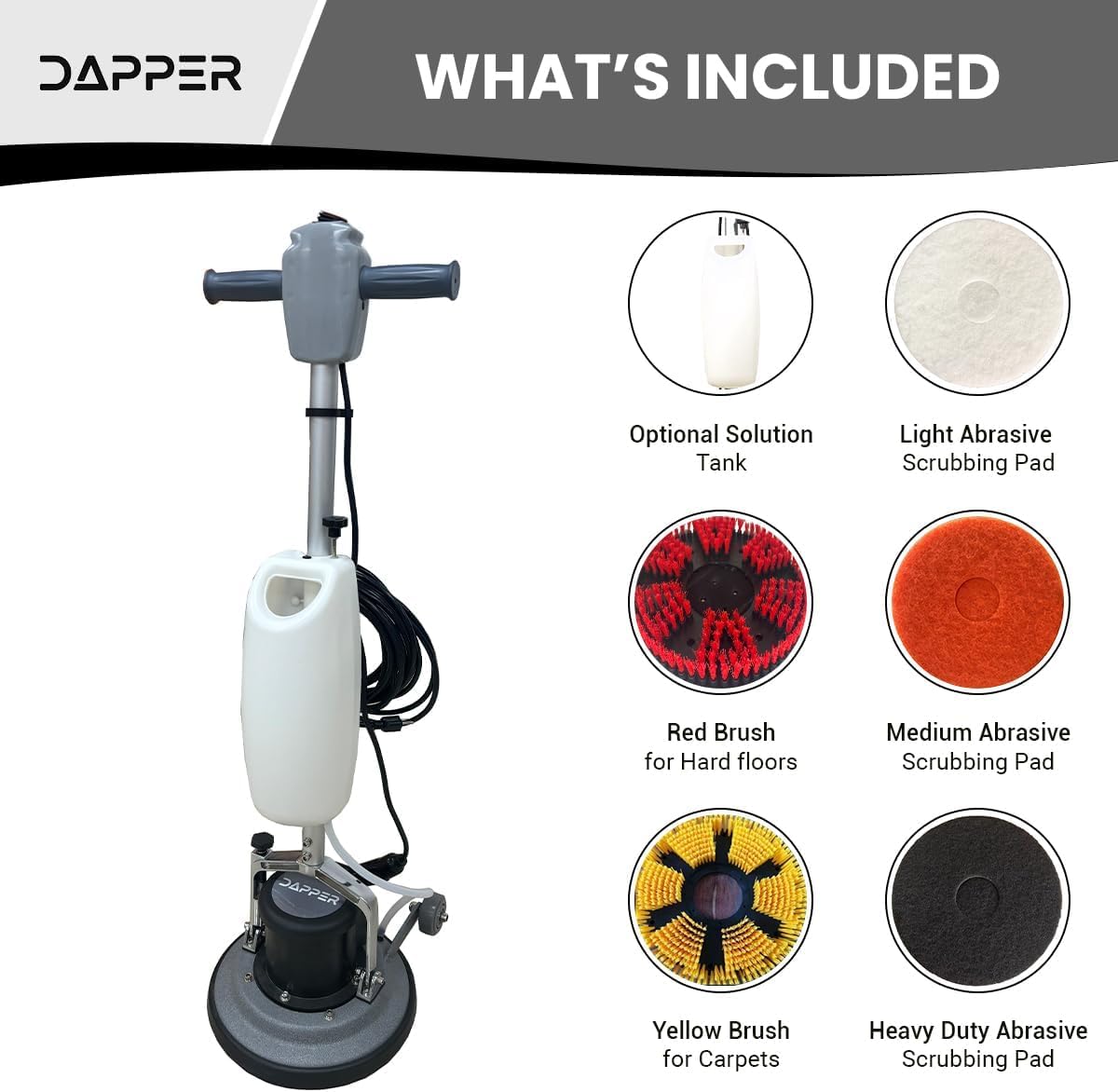 13" Heavy-duty Multi-Functional Floor Buffer Polisher Machine - Clean, Buff, Scrubb and Polish with