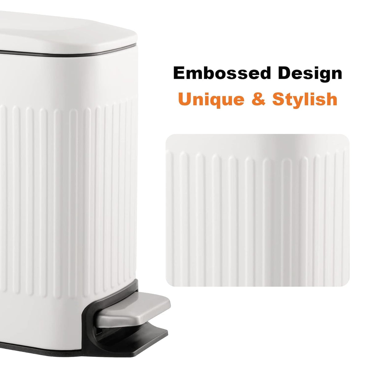TrashAid Slim Bathroom Trash Can with Lid Soft Close, 6 Liter/1.6 Gallon Stainless Steel Small
