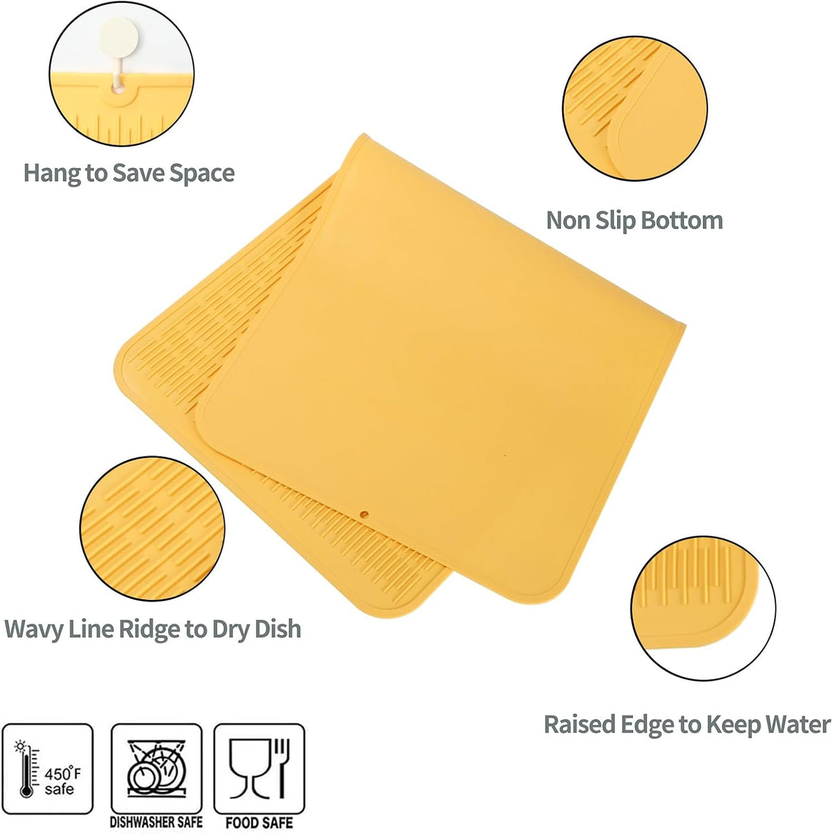 Silicone Dish Drying Mat for Multiple Usage,Easy clean,Eco-friendly,Heat-resistant Silicone Mat for