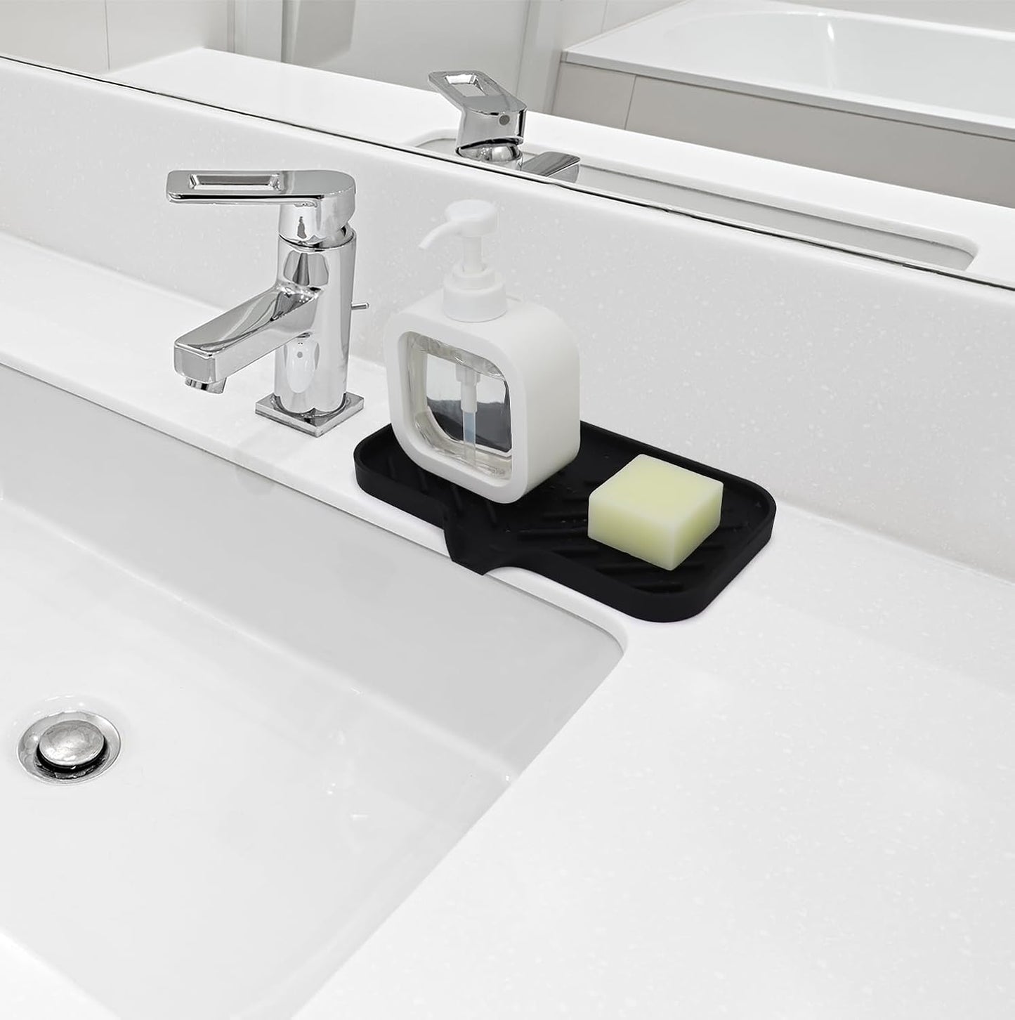 Yasmen Silicone Bathroom Soap Dishes, Sink Sponge Holder for Kitchen, Rubber Soap Dish with Drain