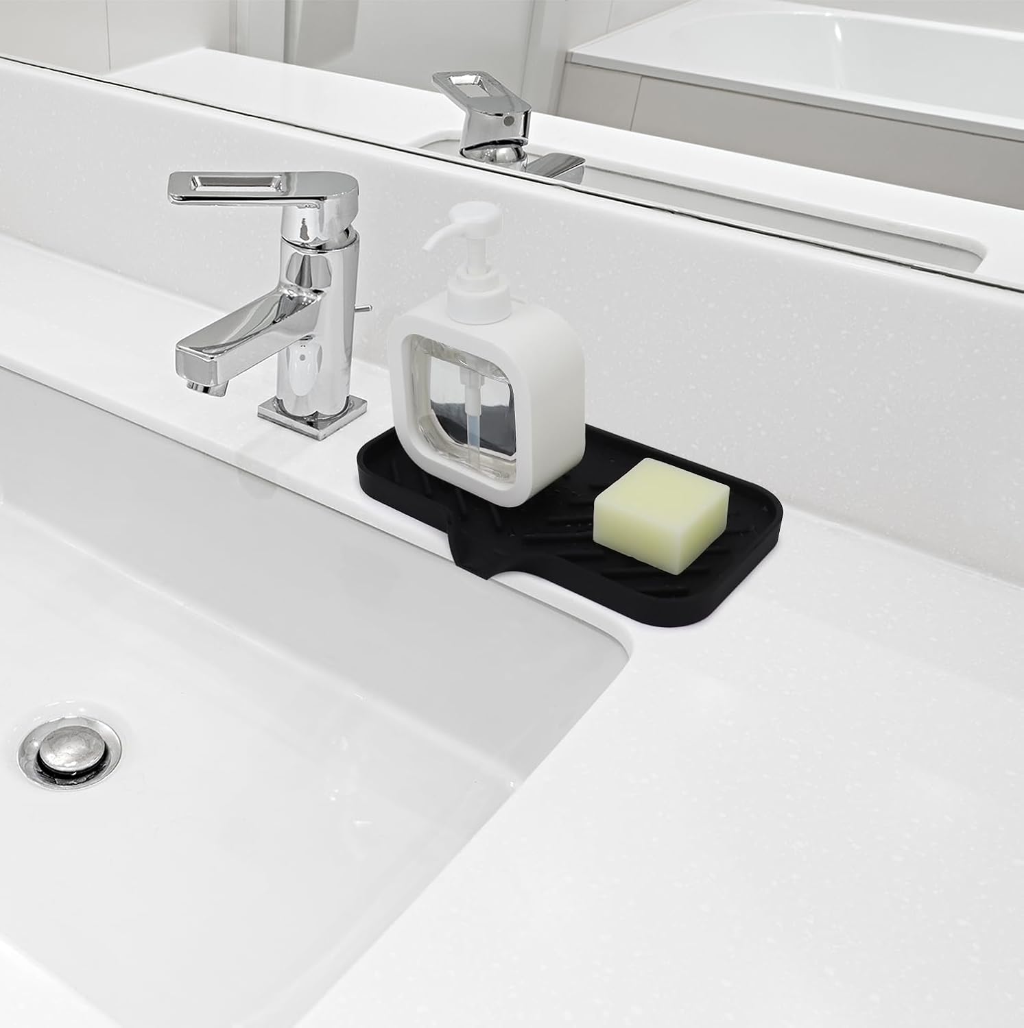 Yasmen Silicone Bathroom Soap Dishes, Sink Sponge Holder for Kitchen, Rubber Soap Dish with Drain
