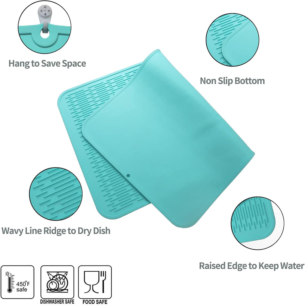 Silicone Dish Drying Mat for Multiple Usage,Easy clean,Eco-friendly,Heat-resistant Silicone Mat for