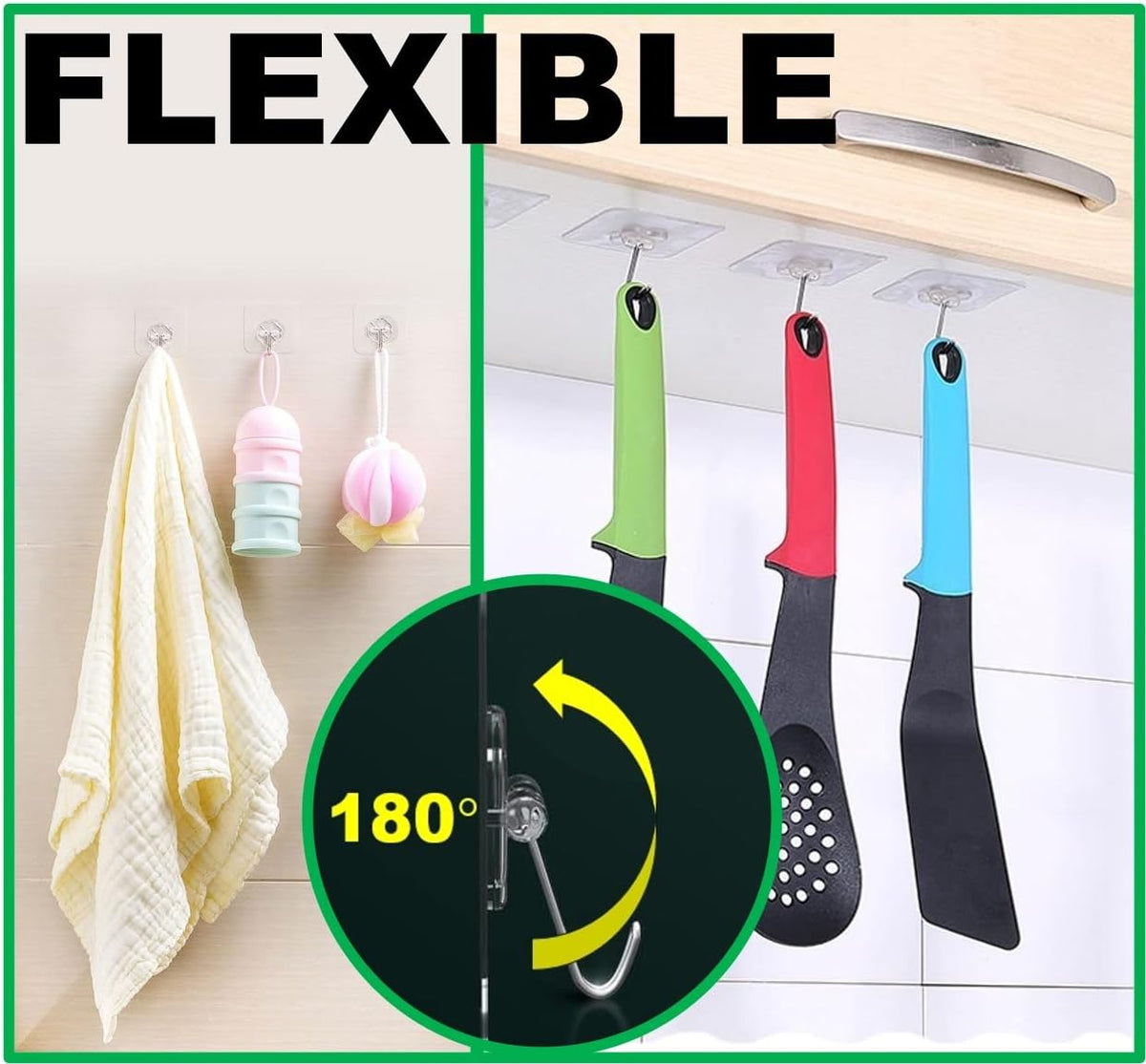40pcs Heavy Duty Adhesive Hooks for Damage-Free Hanging - Transparent Plastic Hangers for Ceilings