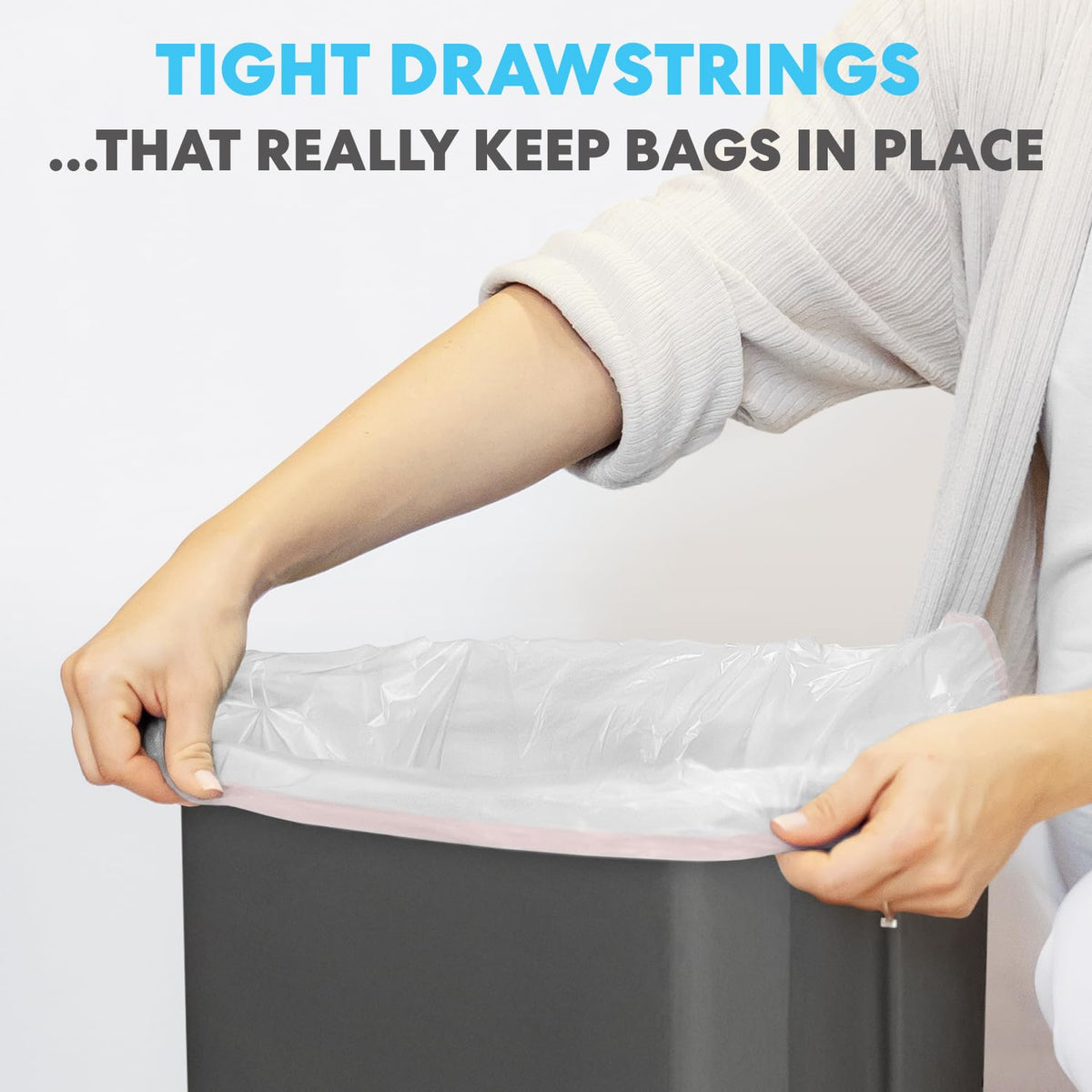 SIMPLI-MAGIC 13 Gallon Drawstring Trash Bags, 120 Pack – Tall Kitchen Garbage Bags, Custom Made