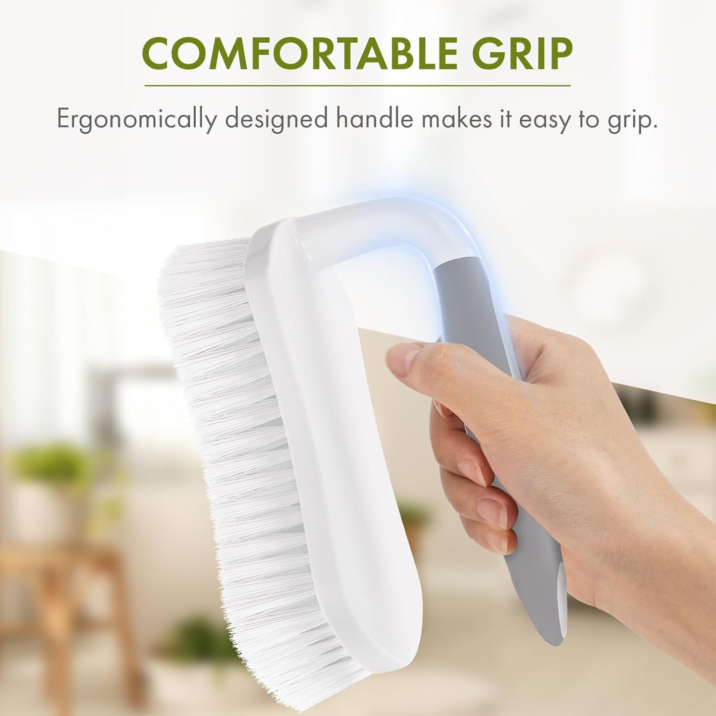 Amazer Scrub Brush for Cleaning Comfort Grip Bathtub Scrubber Stiff Bristles with Handle Heavy Duty