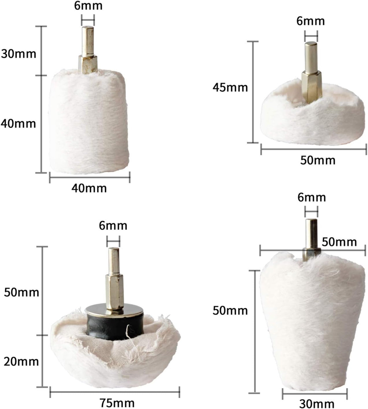 Polishing Pad Buffing Wheel Kit White Flannelette 12 Pack, for Drill for Metal Aluminum Stainless
