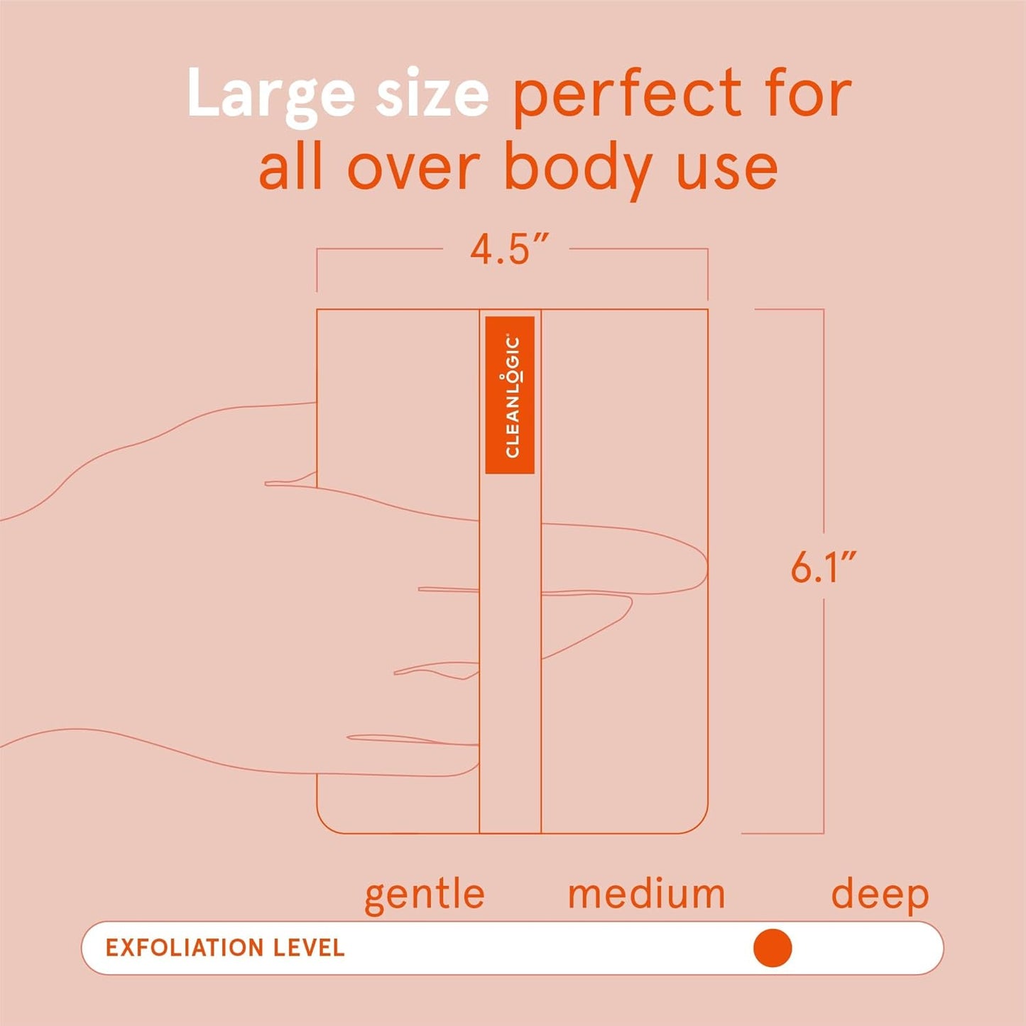 Cleanlogic Bath and Body Exfoliating Body Scrubber, Large Exfoliator Tool for Smooth and Softer