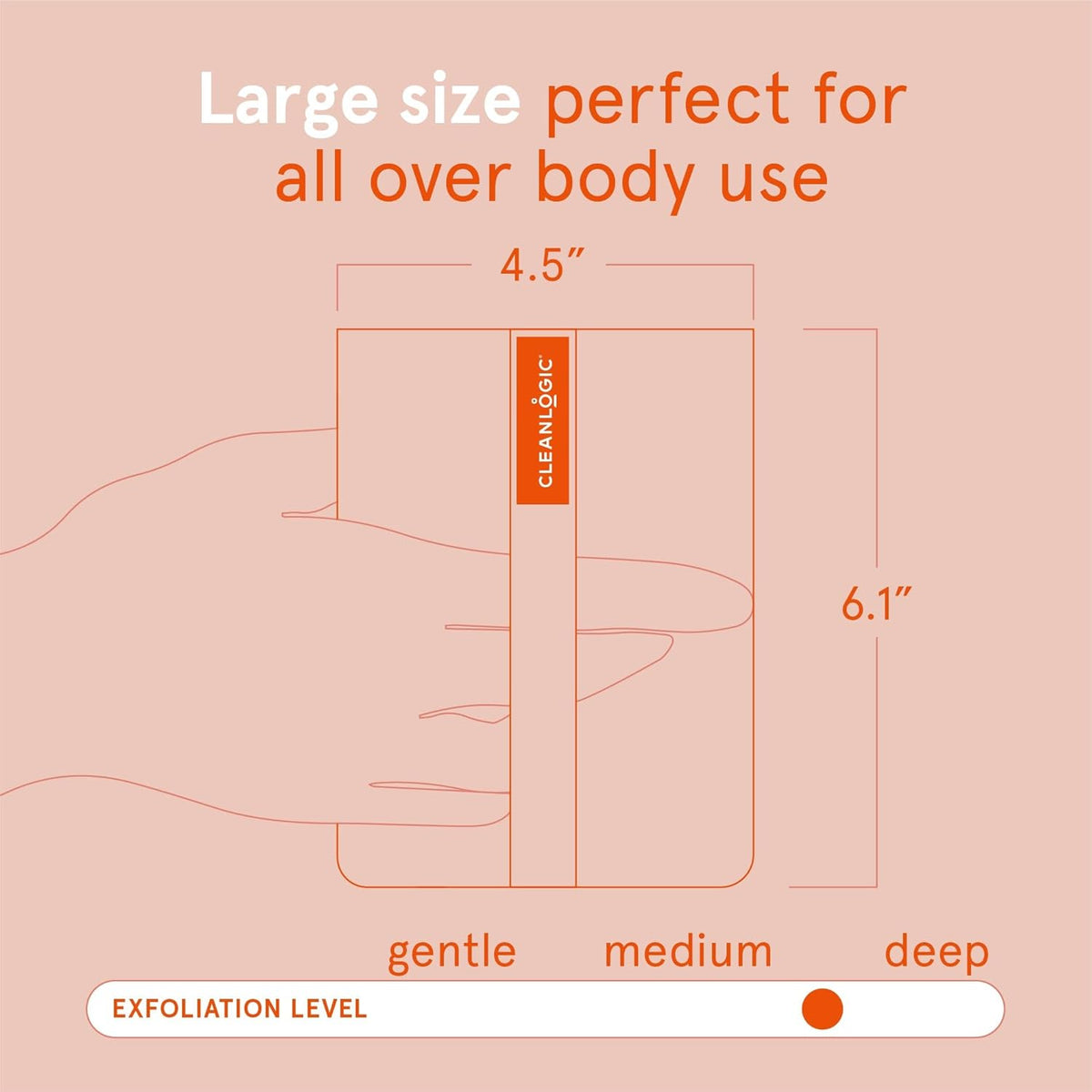 Cleanlogic Bath and Body Exfoliating Body Scrubber, Large Exfoliator Tool for Smooth and Softer
