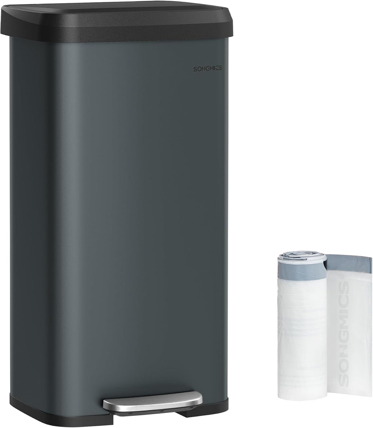SONGMICS Kitchen Trash Can, 18-Gallon Stainless Steel Garbage Can, with Stay-Open Lid and Step-on