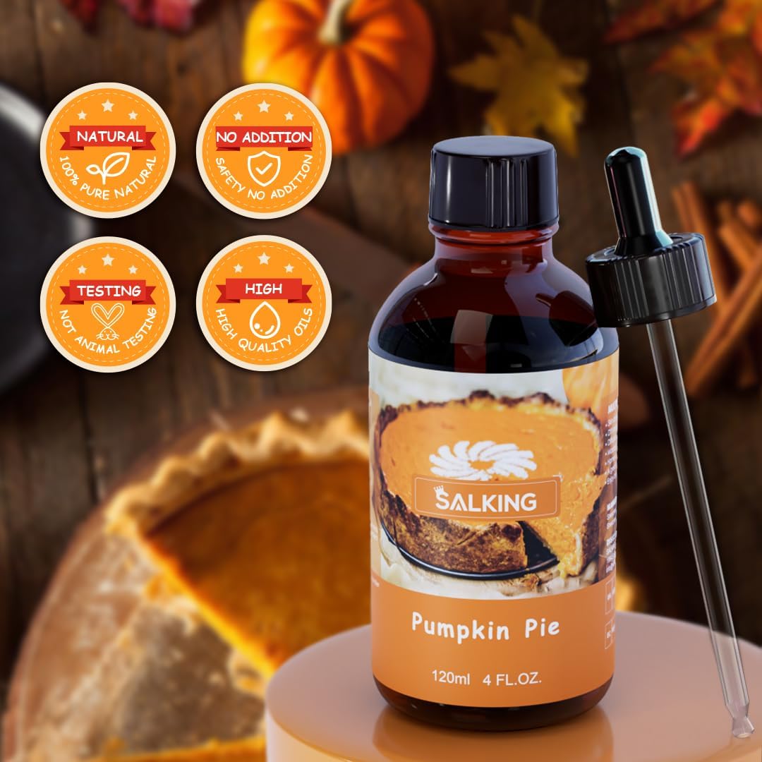 SALKING Pumpkin Pie Fragrance Oil, 120ml (4 Fl Oz) Premium Essential Oils for Diffuser, Candle
