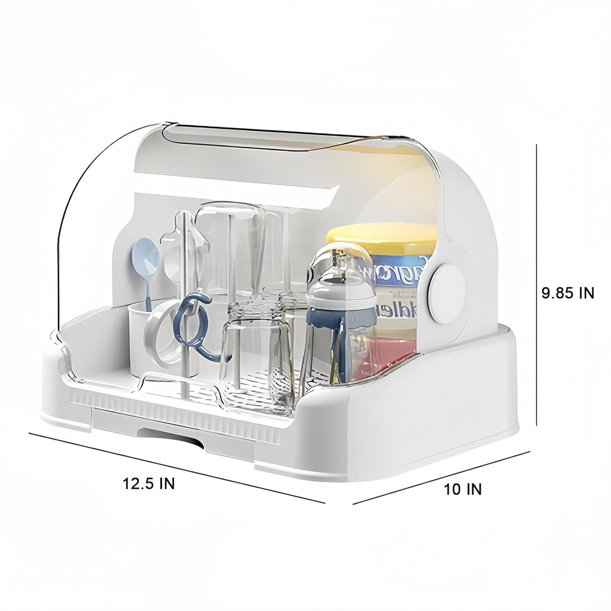 Zdolmy Baby Bottle Drying Rack Storage, Nursing Bottle Storage Box Organizer with Cover, Portable
