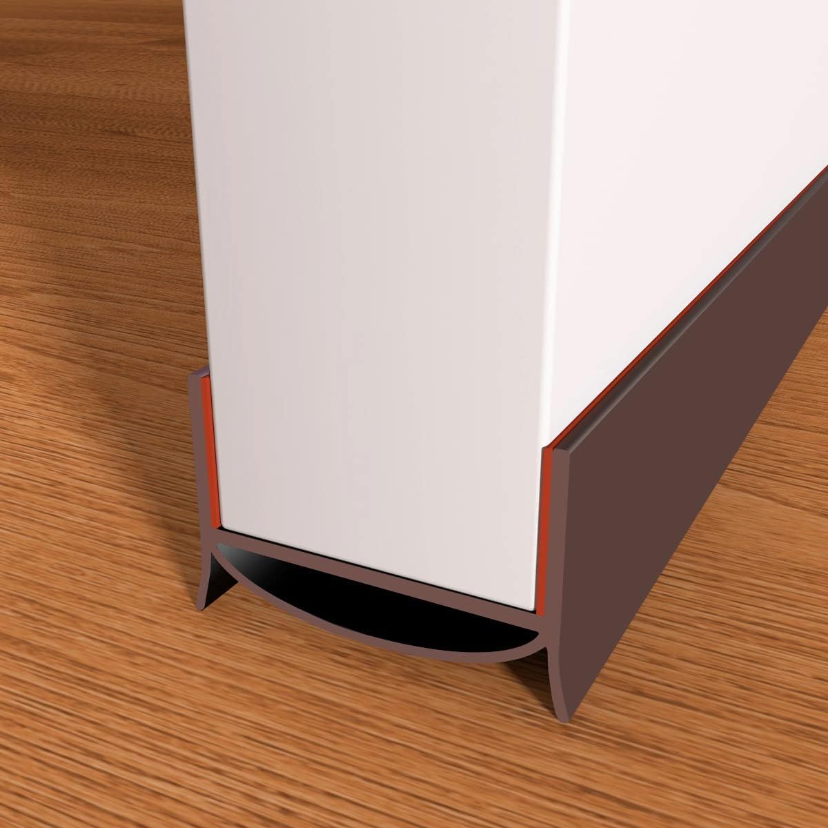 Door Draft Stopper, Strong Adhesive Door Sweep for Exterior and Interior Doors, 39” Length Cuttable