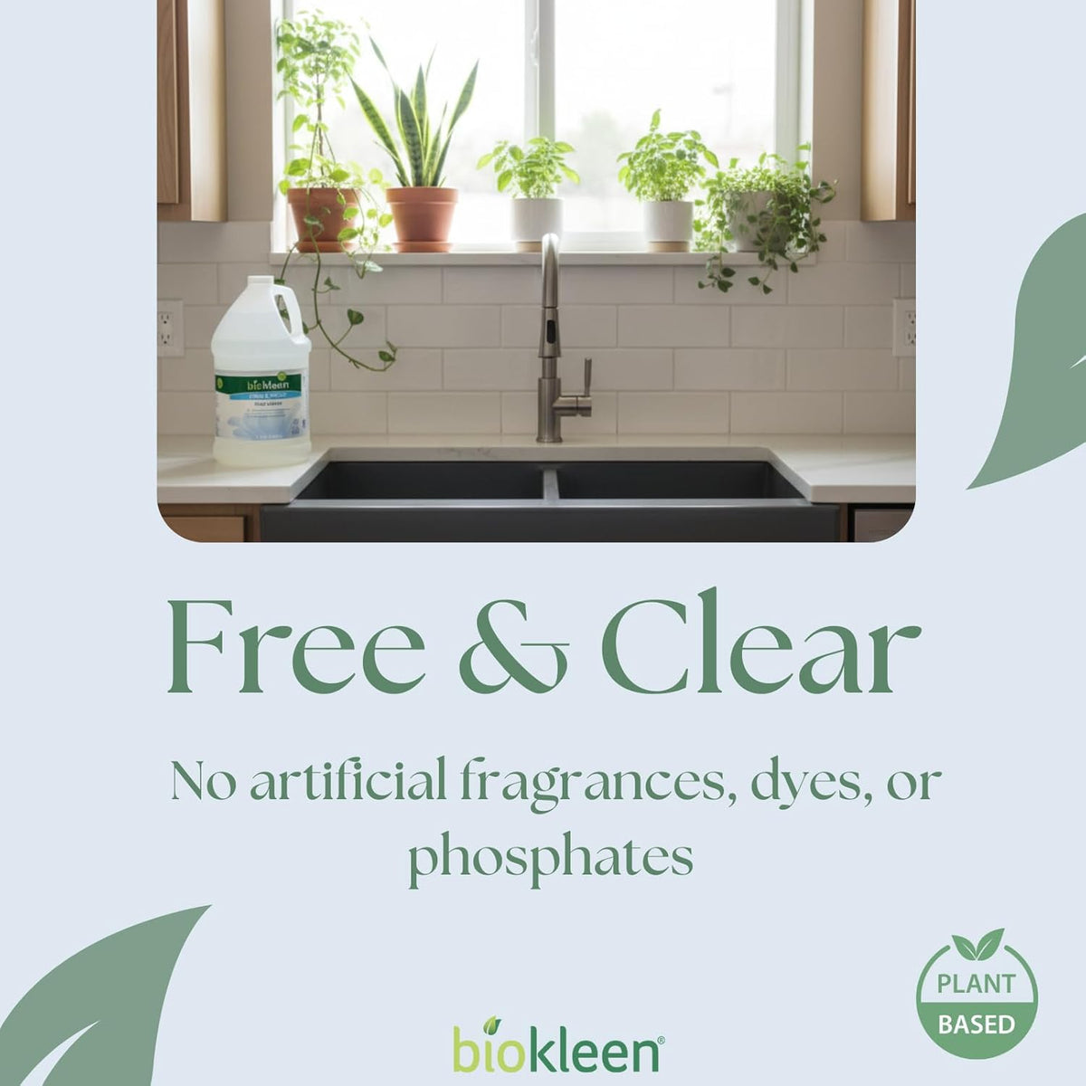 Biokleen Free & Clear Dish Soap - Dish Liquid, Dishwashing Cleaner, Eco-Friendly, Non-Toxic
