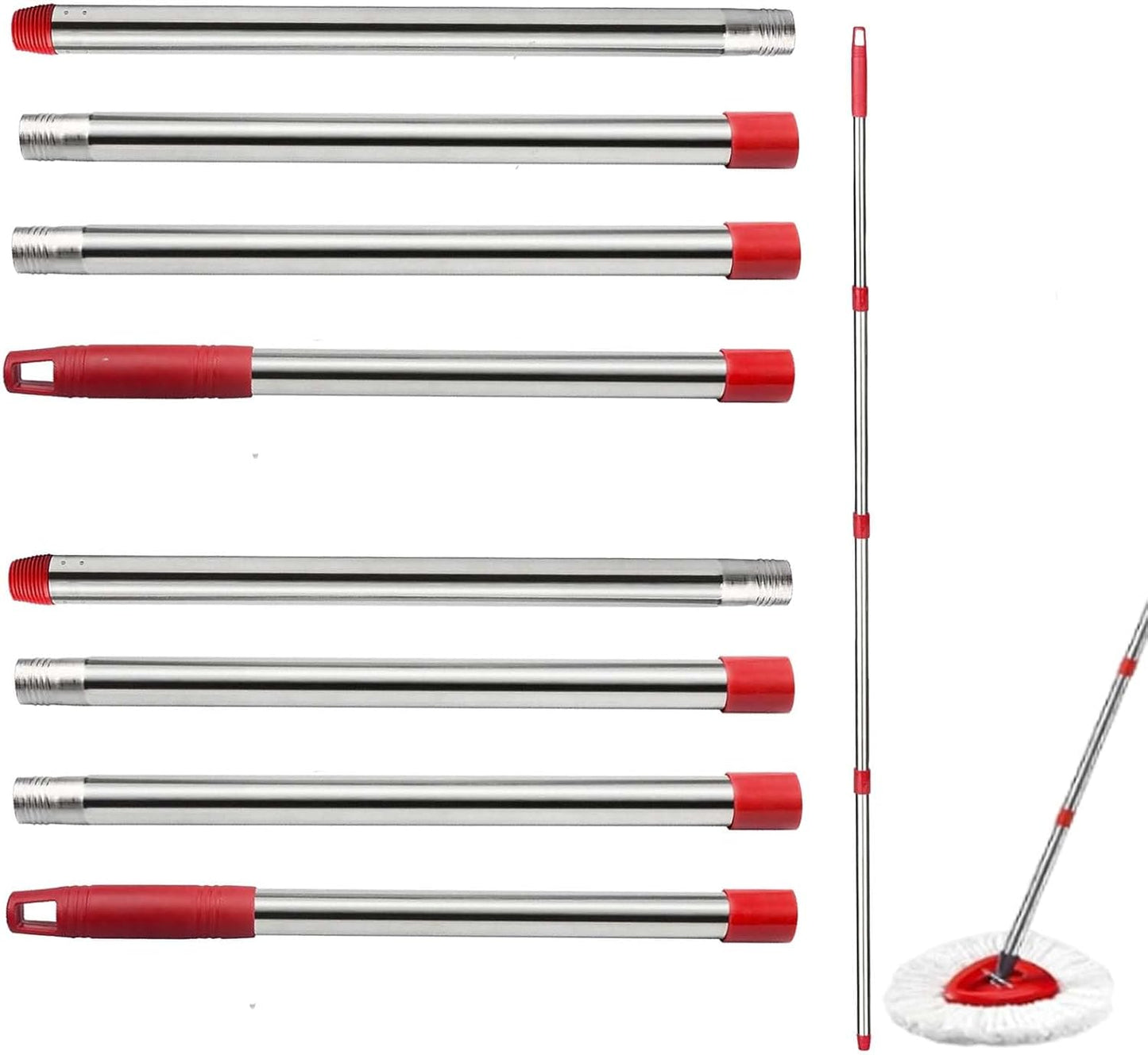 Spin Mop Replacement Handle, 4-Section 30-to-58 inch Mop Replacement Stick Compatible with Ocedar